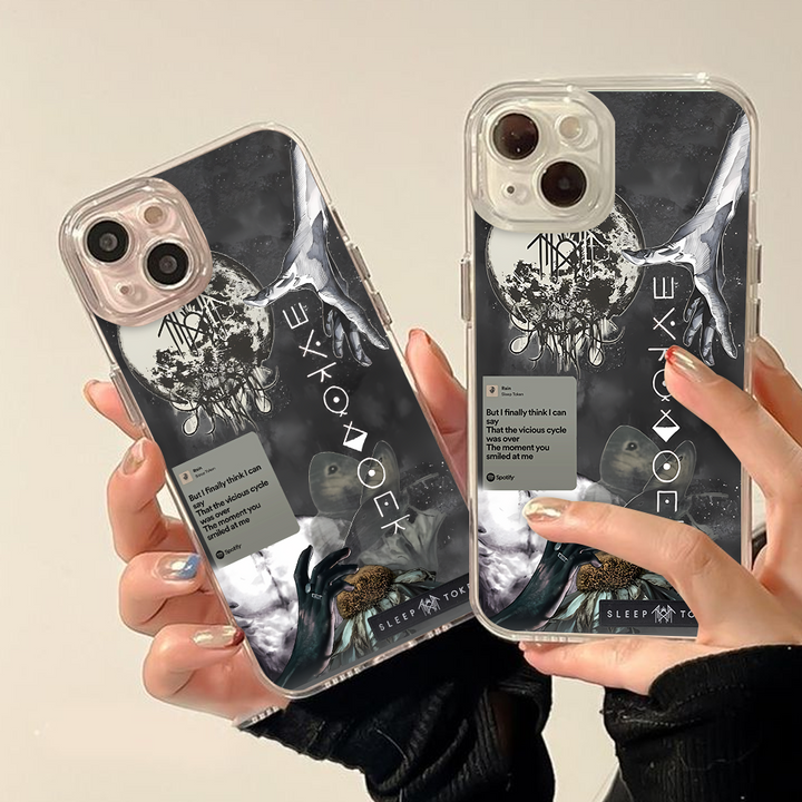 Sleep Token Lyrics Phone Case – Moody Gray Art Collage with Song Quote for iPhone  11 12 13 14 15 16 Pro Max, Sadcore Style