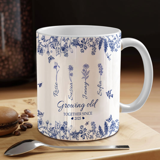 Growing Old Together Flower - Personalized Custom Mug