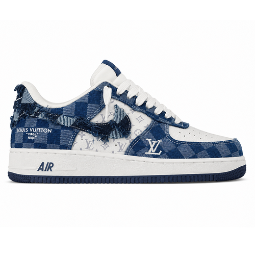 LV x Nike Air Force 1 by Virgil Abloh Blue & White Denim Monogram