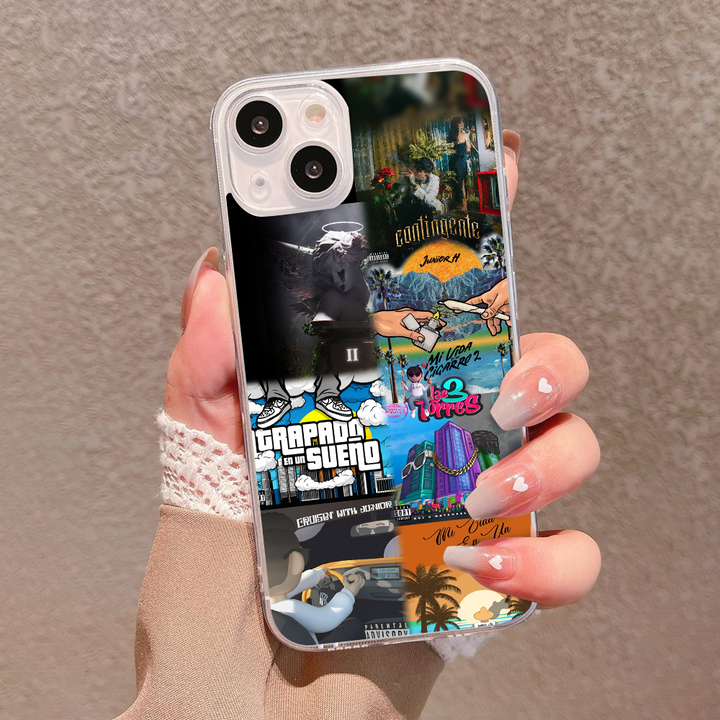 Latino Street Art Album Collage Phone Case, Urban Trap Music Style Cover Compatible with iPhone 11 12 13 14 15 16 Pro Max