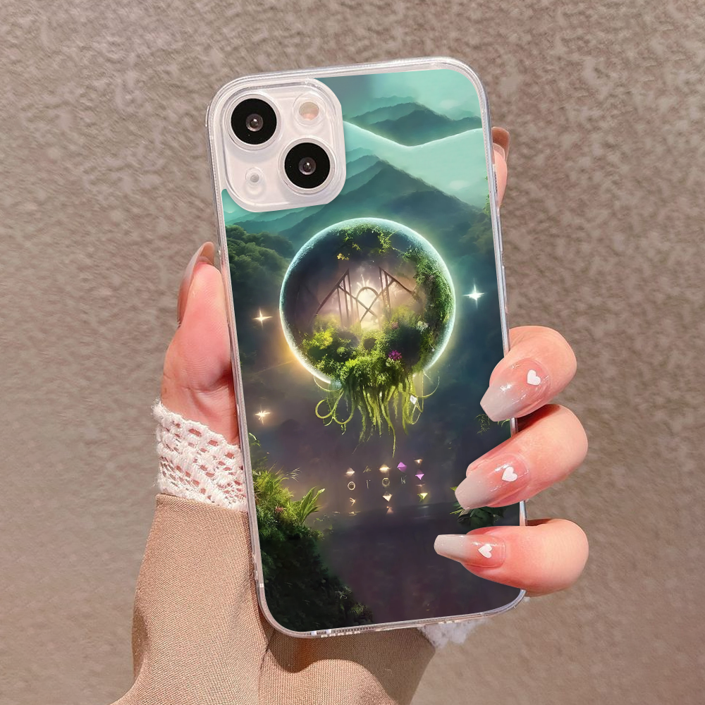 Fantasy Portal Floating World Phone Case – Surreal Forest Dreamscape Design Cover for iPhone 11 12 13 14 15 16 Pro Max, Mystical Nature Aesthetic