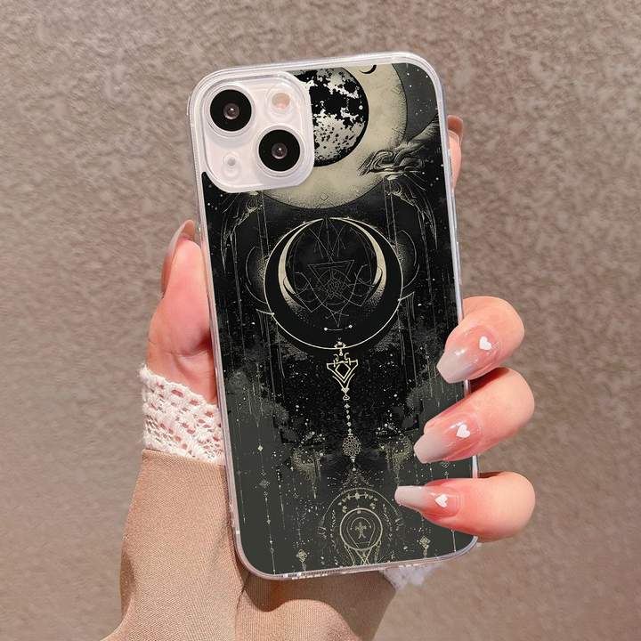 Celestial Moon Magic Phone Case – Occult-Inspired Witchy Cover for iPhone 11 12 13 14 15 16 Pro Max, Mystical Goth Aesthetic