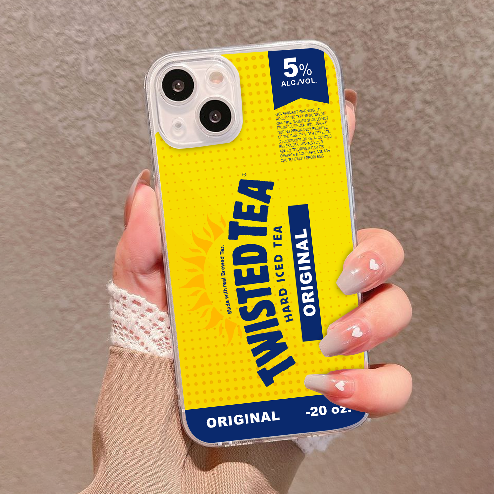 Yellow Beverage Label Phone Case iPhone X 11 12 13 14 15 16 Pro Max Plus Samsung S22 S23 S24 S24.99 Ultra Plus