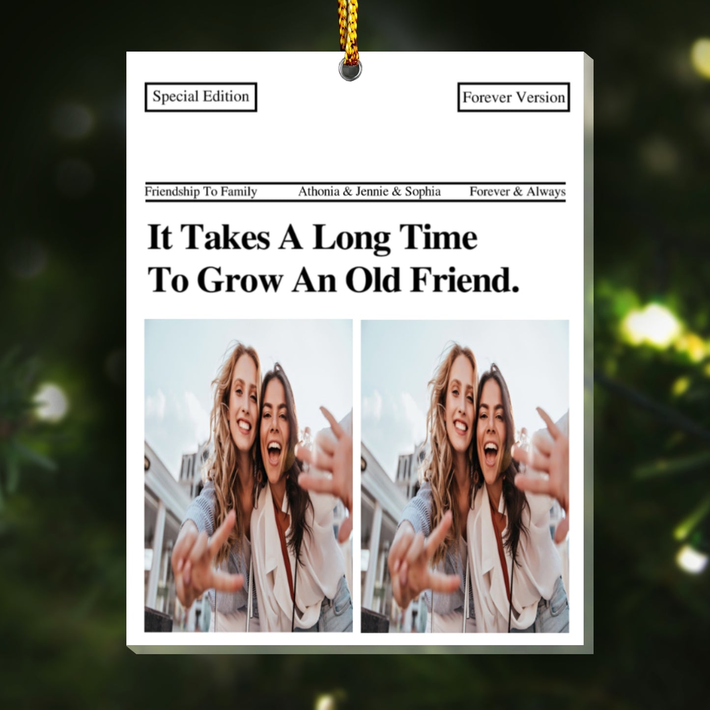 Custom Text Friendship Gifts Newspaper - Personalized Acrylic Photo Ornament