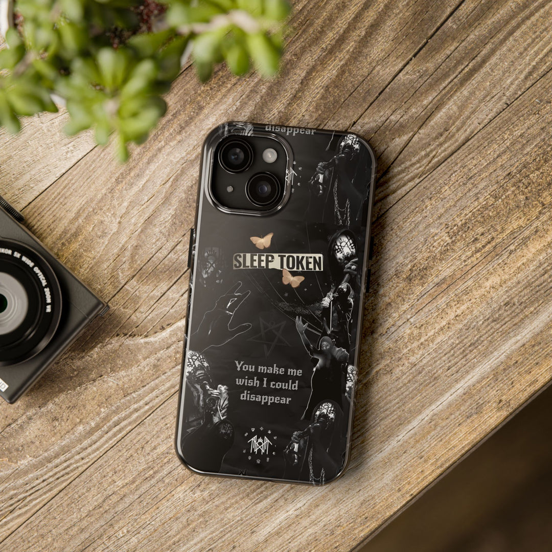 Disappear Quote Phone Case – Dark Gothic Sleep Aesthetic Cover for iPhone 11 12 13 14 15 16 Pro Max, Emotional Music Art Gift
