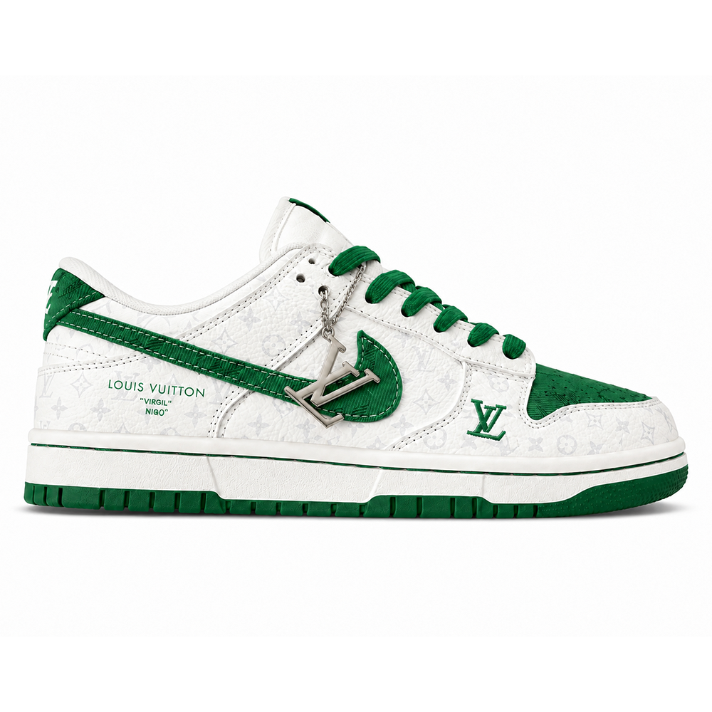 LV x Nike Dunk Low Sneaker White Green