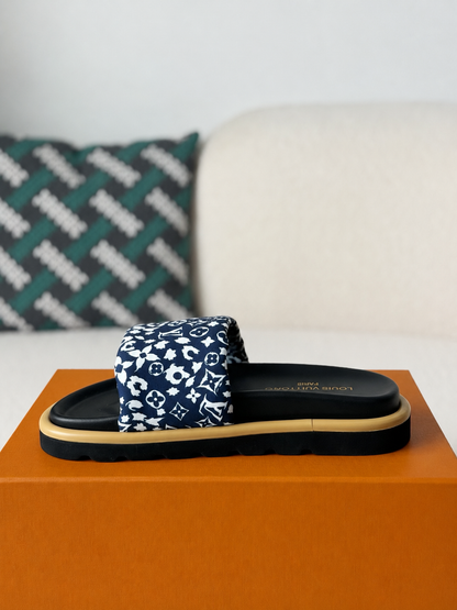 LV Pool Pillow Flat Comfort Mule Blue