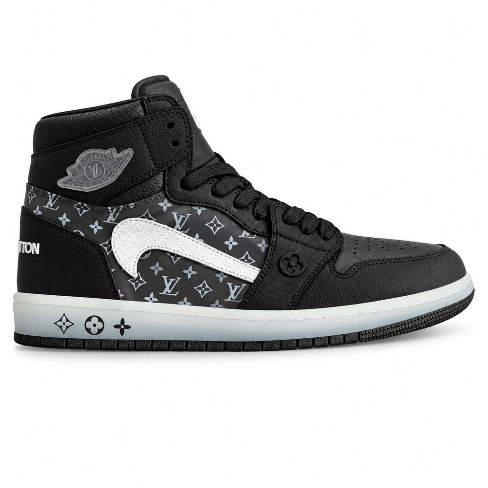 LV x Nike Air Jordan 1 Triple Black Monogram Edition