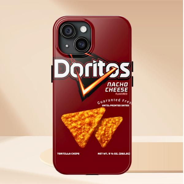 Doritos Spicy Tortilla Chips Tough Phone Case – Funny GenZ Aesthetic Gift for Friends, Protective Cover for iPhone 12 13 14 15 16 Pro Max Plus Samsung S22 S23 S24 S24.99 Ultra Plus