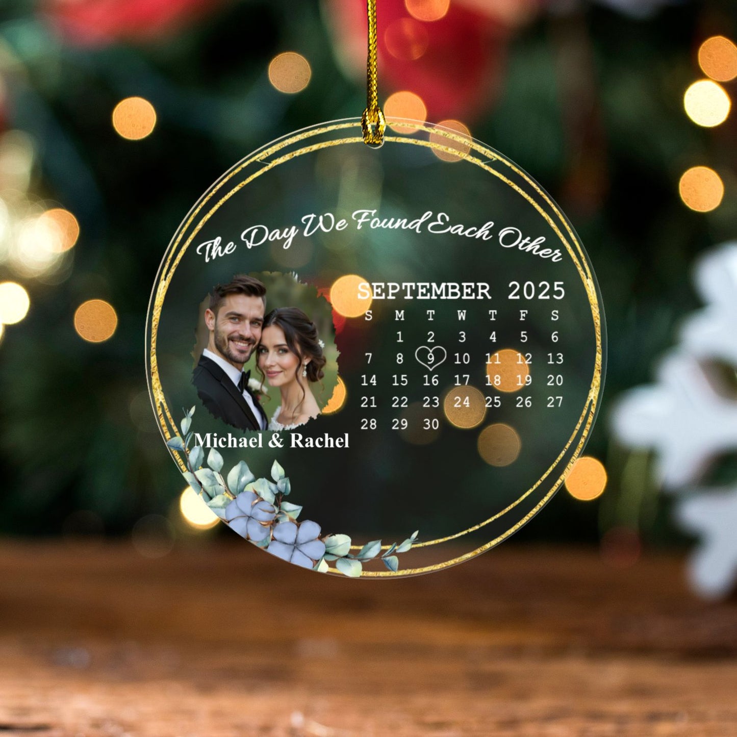  Custom Photo Couple Ornament – Personalized Acrylic  Wedding & Engagement Keepsake Gift