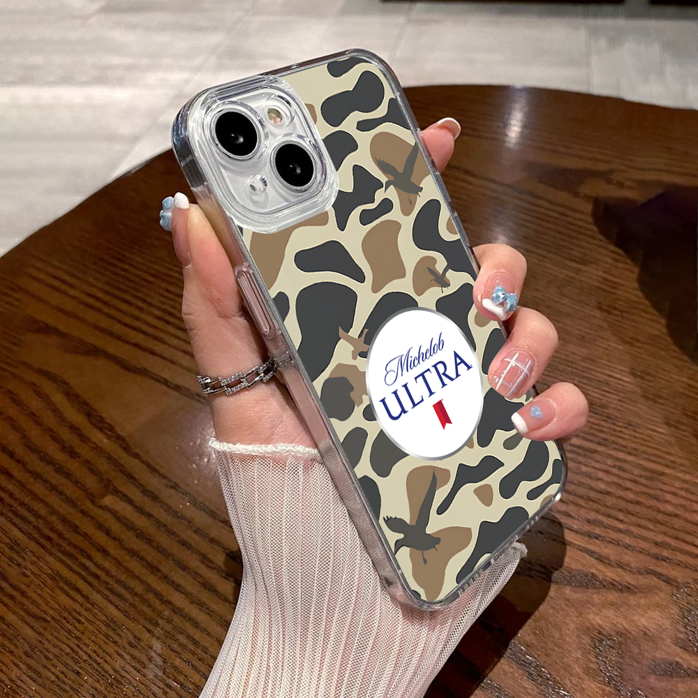 Michelob Ultra Camo Phone Case – Dark Meme Aesthetic Horror Cover for iPhone 11 12 13 14 15 16 Pro Max Samsung S22 S23 S24 S24.99 Ultra Plus