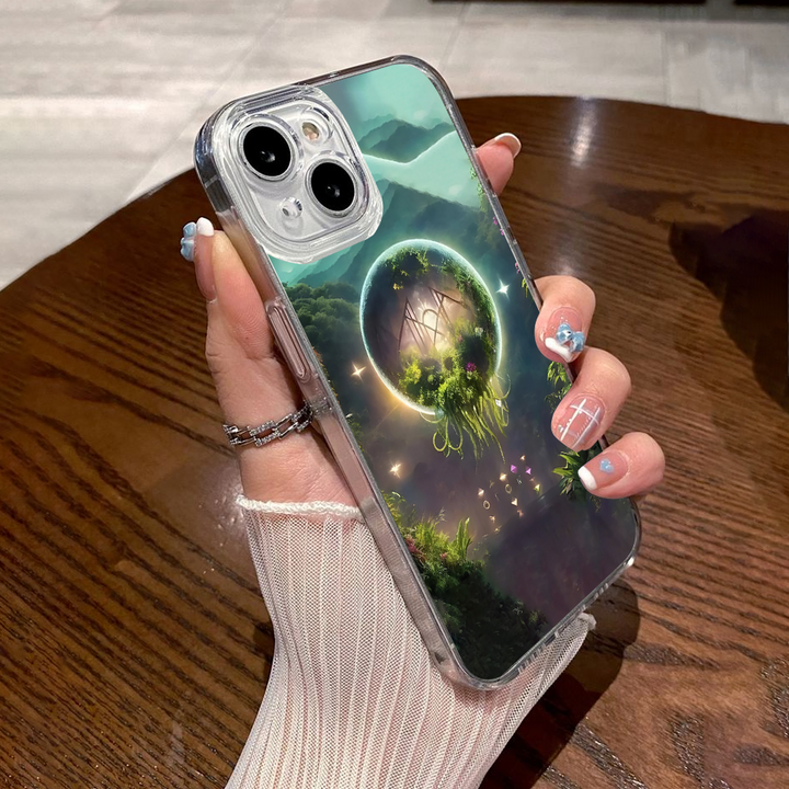 Fantasy Portal Floating World Phone Case – Surreal Forest Dreamscape Design Cover for iPhone 11 12 13 14 15 16 Pro Max, Mystical Nature Aesthetic