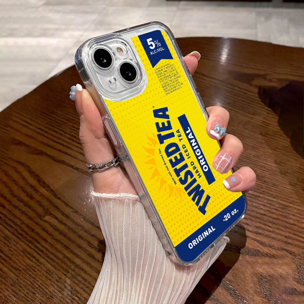 Yellow Beverage Label Phone Case iPhone X 11 12 13 14 15 16 Pro Max Plus Samsung S22 S23 S24 S24.99 Ultra Plus