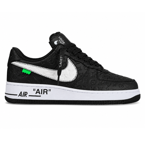 LV x Nike x Off-White Air Force 1 Black and White Monogram Sneakers