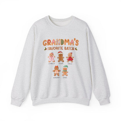 Grandma’s Favorite Batch Sweater – Personalized Gingerbread Family Christmas Custom Gift