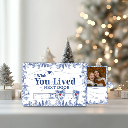 Custom Long Distance Christmas Wooden Gift Card Sleeve – Personalized Photo Gift for Best Friends, Sisters, or Long-Distance Couples