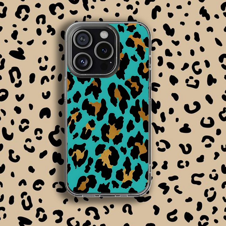 Leopard Print Phone Case Collection – Aqua, Olive Green & Beige