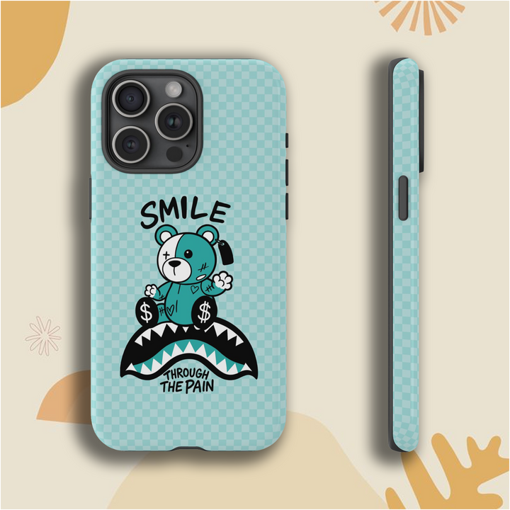 “Smile Through The Pain” Bear Case – Available in Sky Blue, Sunshine Yellow & Aqua Mint – Soft Matte Finish