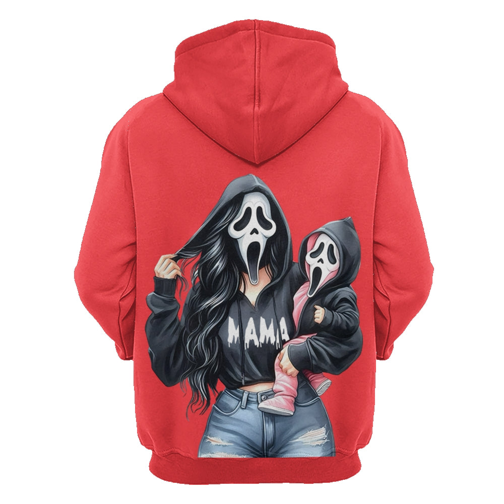Custom Spooky Mama Hoodie – Personalized Ghost Face Halloween Sweatshirt with Name