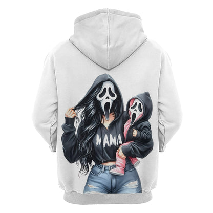 Custom Spooky Mama Hoodie – Personalized Ghost Face Halloween Sweatshirt with Name