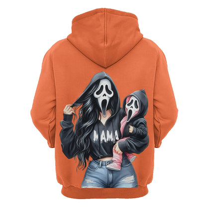 Custom Spooky Mama Hoodie – Personalized Ghost Face Halloween Sweatshirt with Name