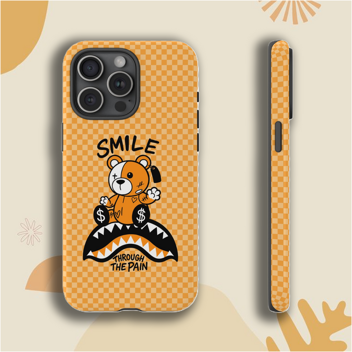 "Smile Through The Pain" Phone Case Collection – Light Green, Bold Orange & Dark Olive Green