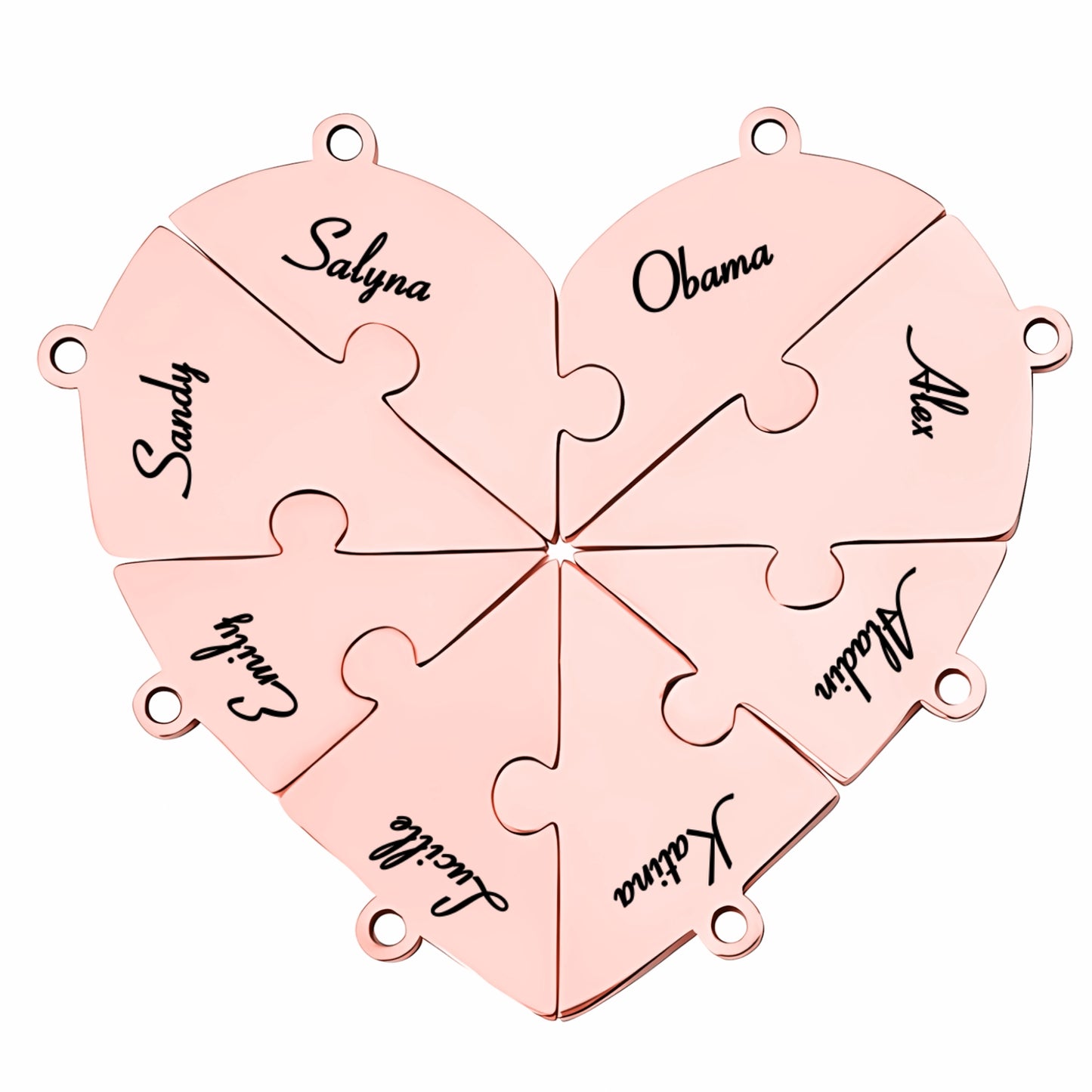 Family & Friendship Heart Puzzle Necklace – Personalized Name Pendant Set