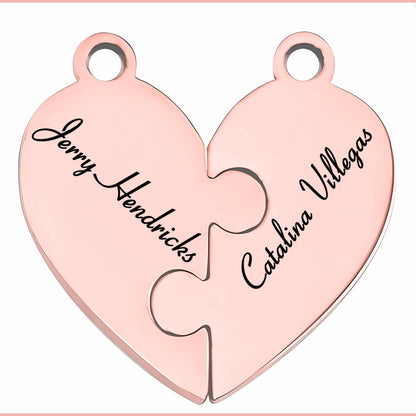 Family & Friendship Heart Puzzle Necklace – Personalized Name Pendant Set