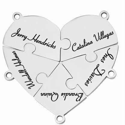 Family & Friendship Heart Puzzle Necklace – Personalized Name Pendant Set