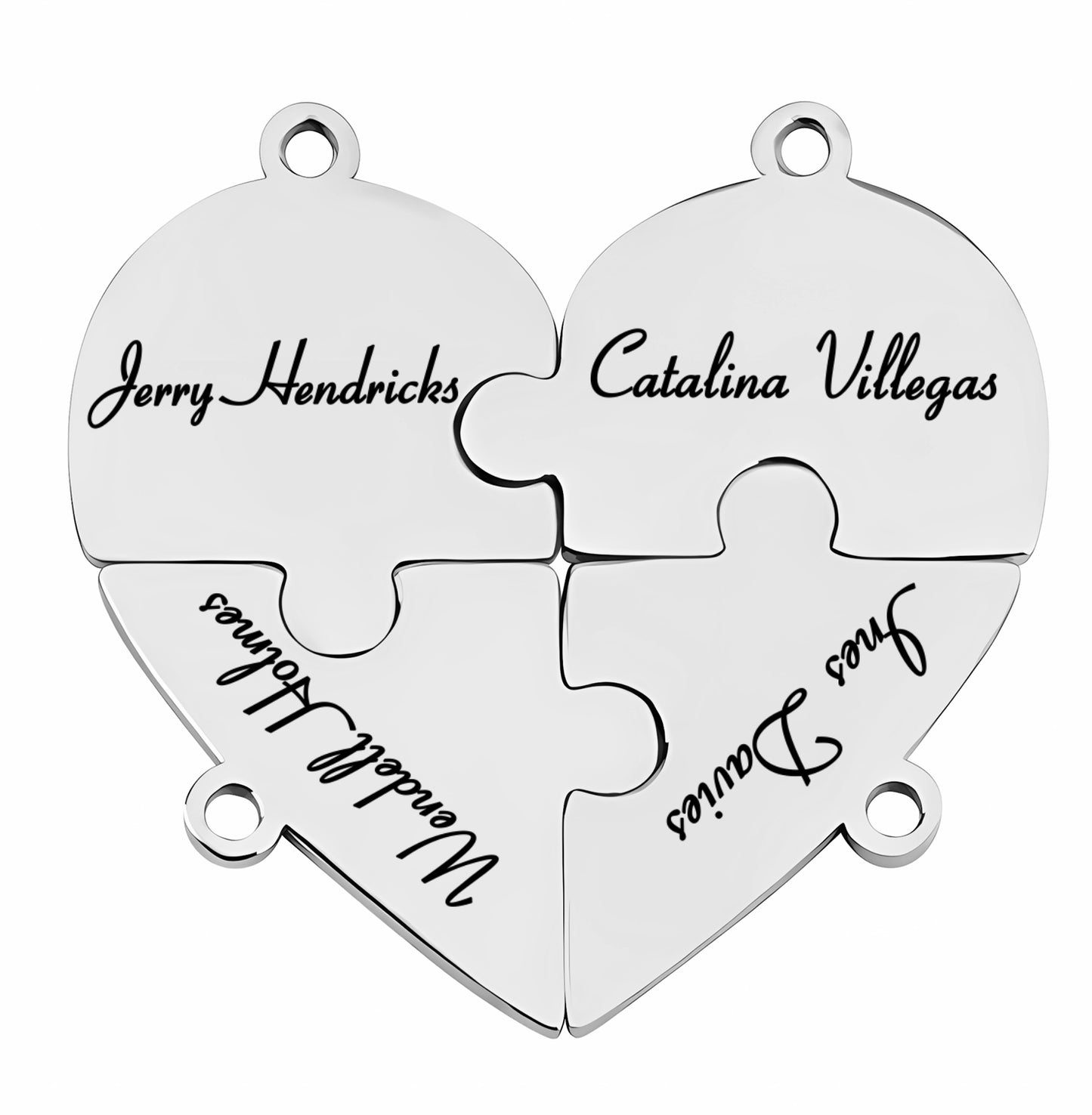 Family & Friendship Heart Puzzle Necklace – Personalized Name Pendant Set