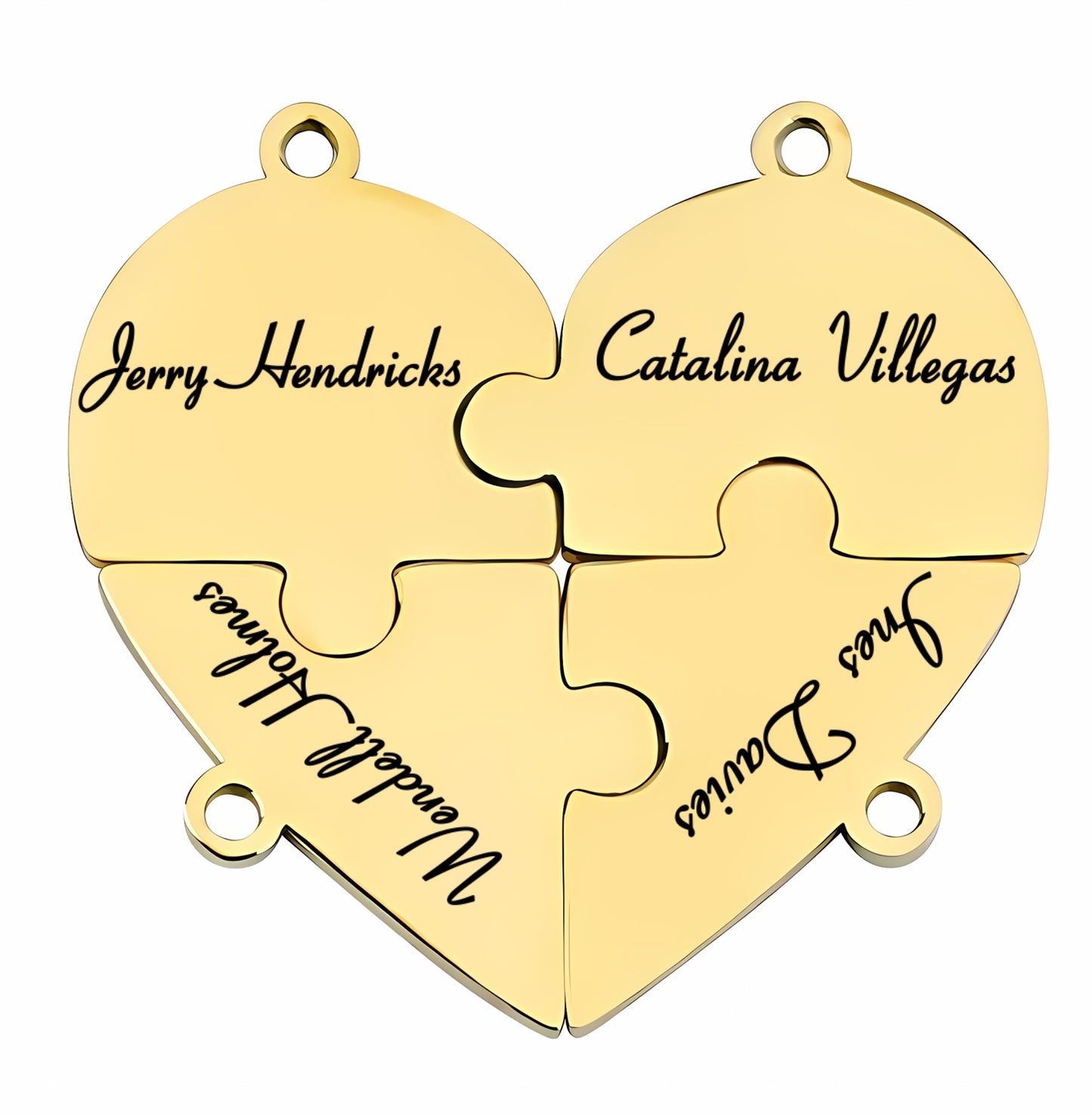 Family & Friendship Heart Puzzle Necklace – Personalized Name Pendant Set
