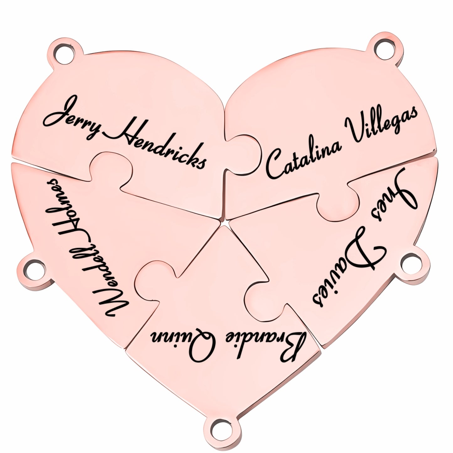 Family & Friendship Heart Puzzle Necklace – Personalized Name Pendant Set