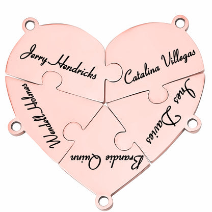 Family & Friendship Heart Puzzle Necklace – Personalized Name Pendant Set