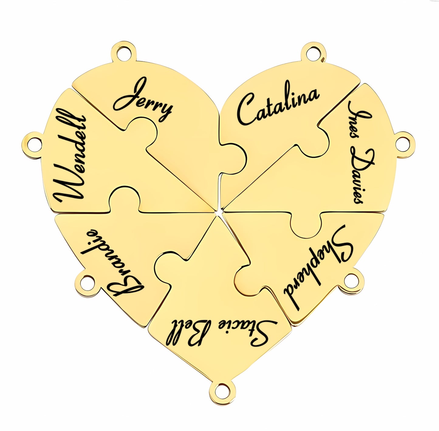 Family & Friendship Heart Puzzle Necklace – Personalized Name Pendant Set