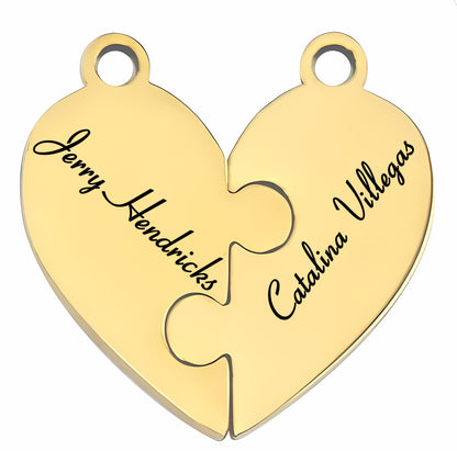 Family & Friendship Heart Puzzle Necklace – Personalized Name Pendant Set