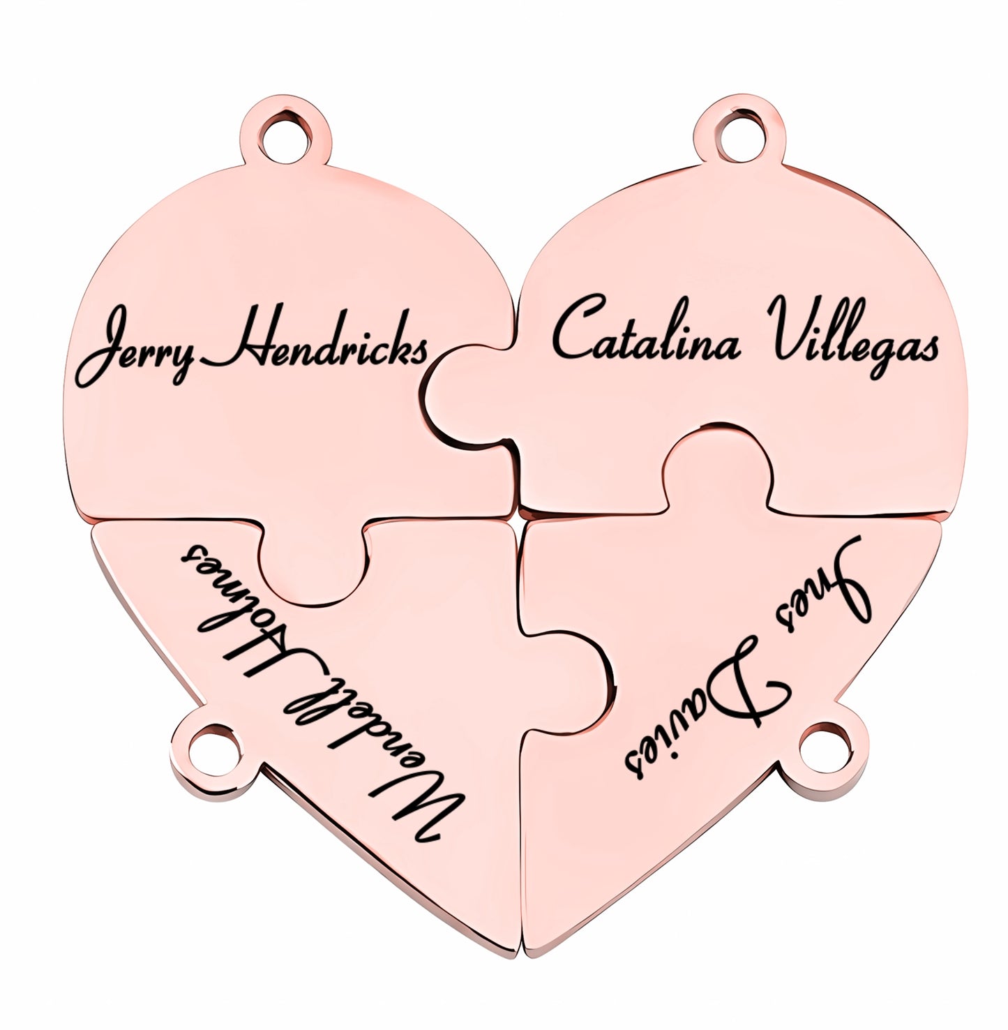 Family & Friendship Heart Puzzle Necklace – Personalized Name Pendant Set