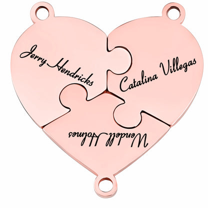 Family & Friendship Heart Puzzle Necklace – Personalized Name Pendant Set