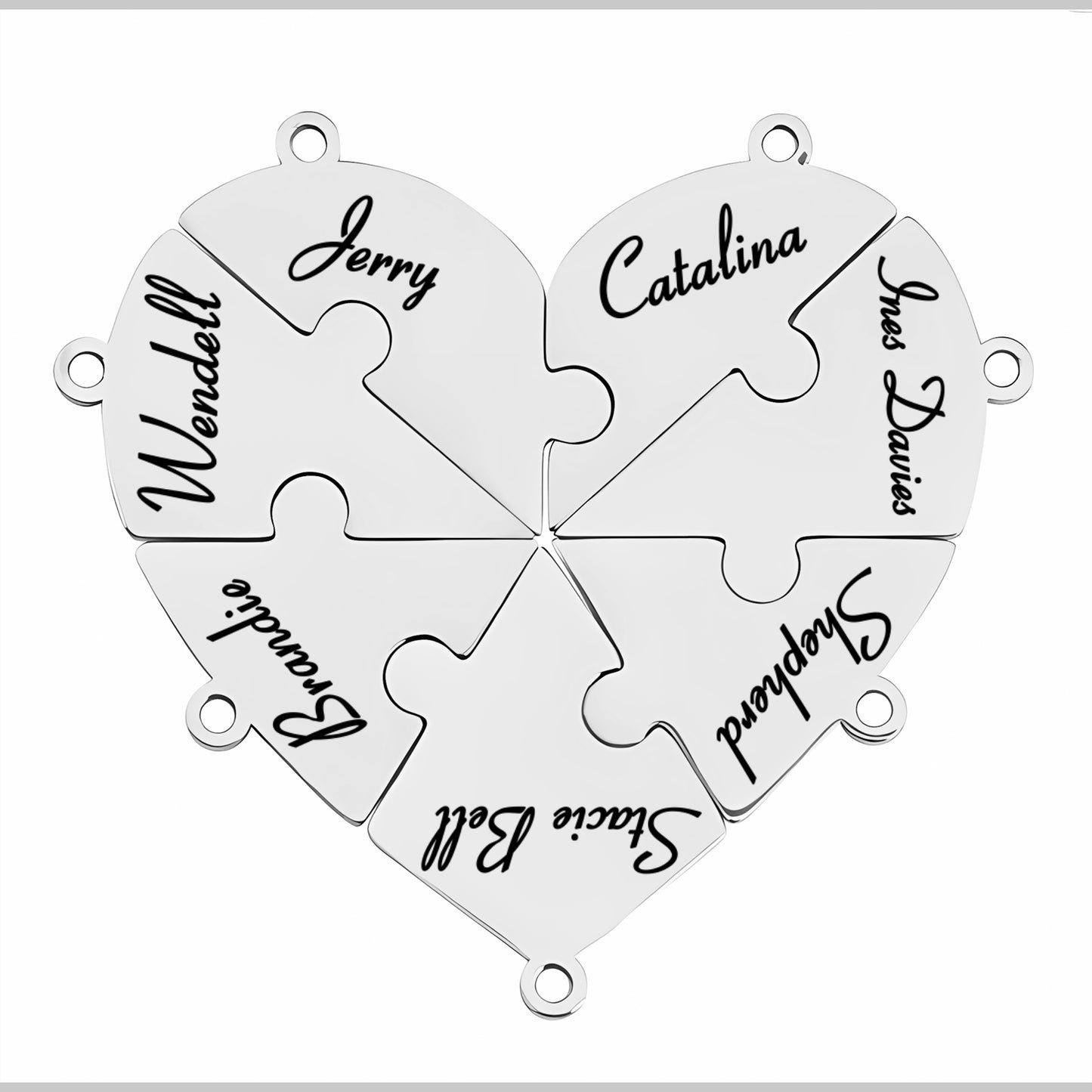 Family & Friendship Heart Puzzle Necklace – Personalized Name Pendant Set