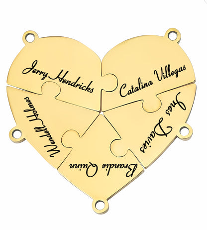 Family & Friendship Heart Puzzle Necklace – Personalized Name Pendant Set