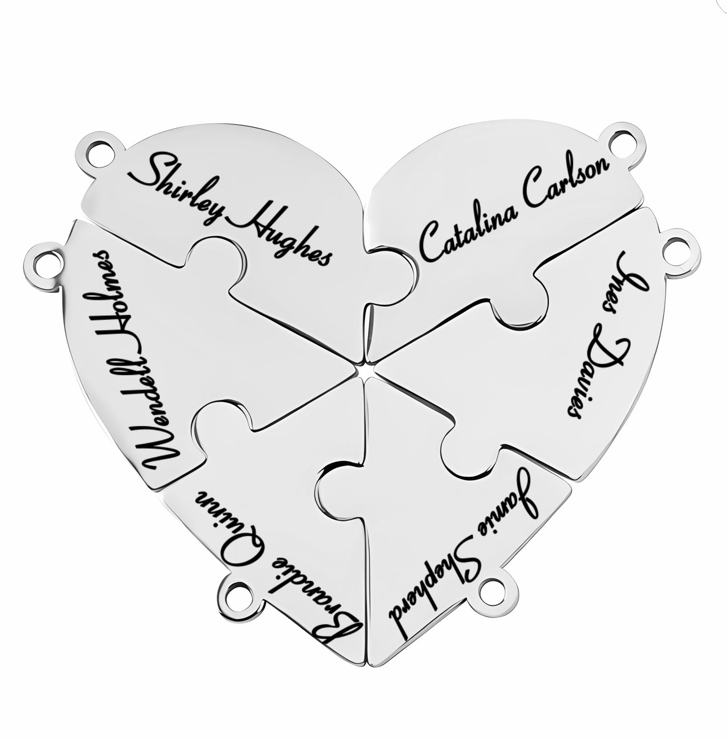 Family & Friendship Heart Puzzle Necklace – Personalized Name Pendant Set