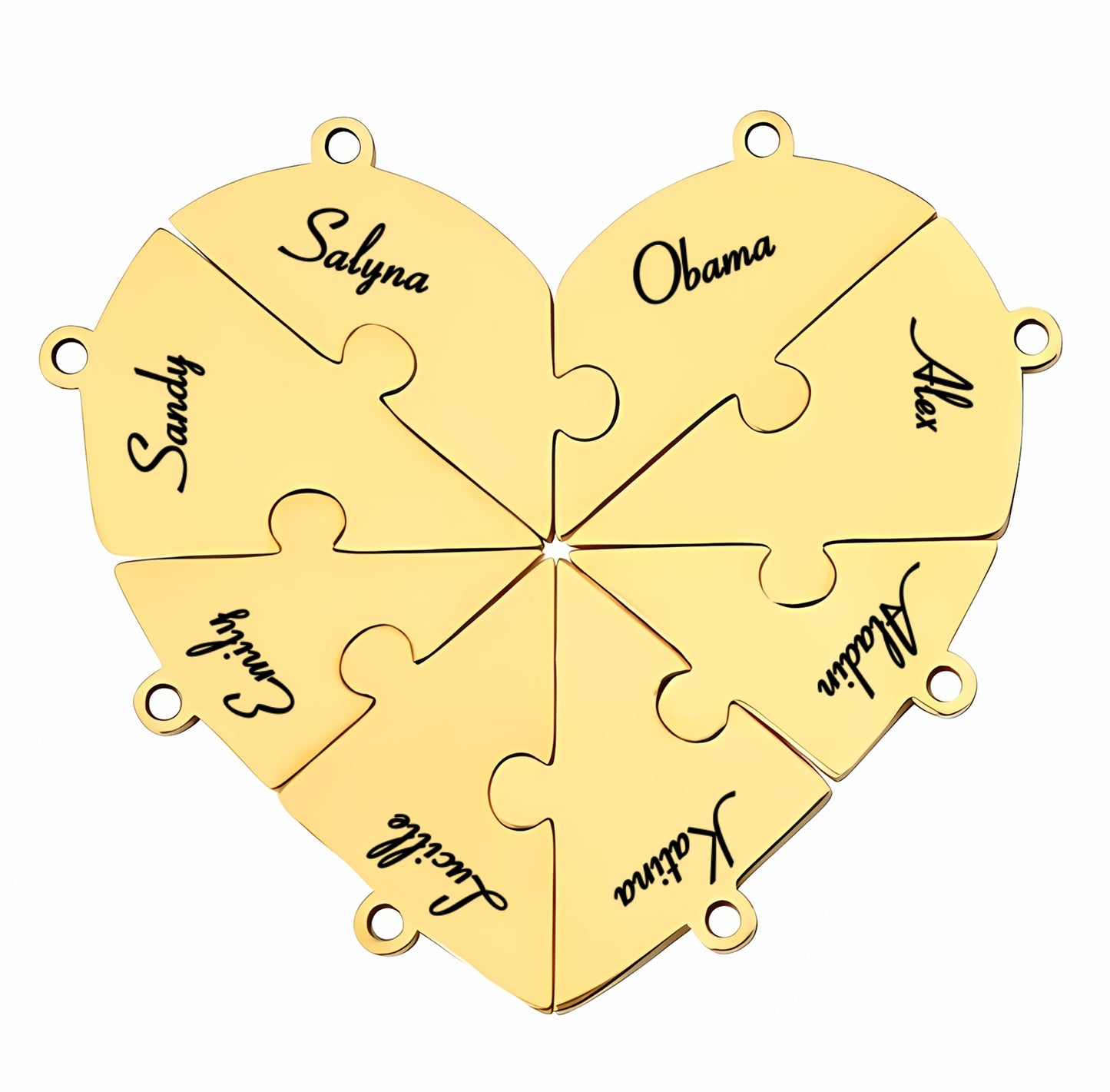 Family & Friendship Heart Puzzle Necklace – Personalized Name Pendant Set