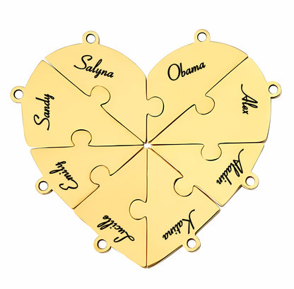 Family & Friendship Heart Puzzle Necklace – Personalized Name Pendant Set