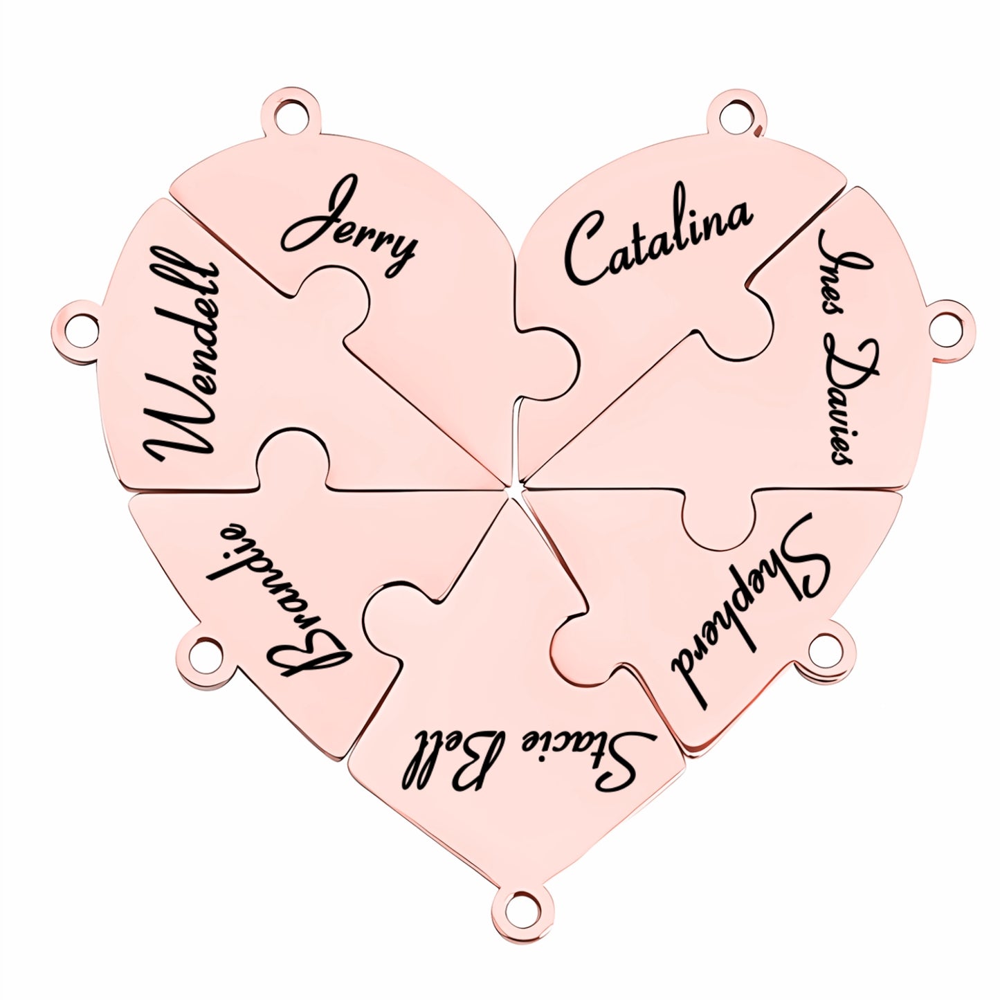 Family & Friendship Heart Puzzle Necklace – Personalized Name Pendant Set