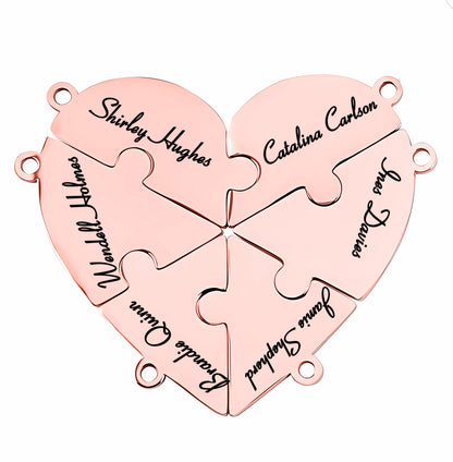 Family & Friendship Heart Puzzle Necklace – Personalized Name Pendant Set