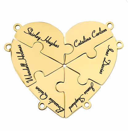 Family & Friendship Heart Puzzle Necklace – Personalized Name Pendant Set