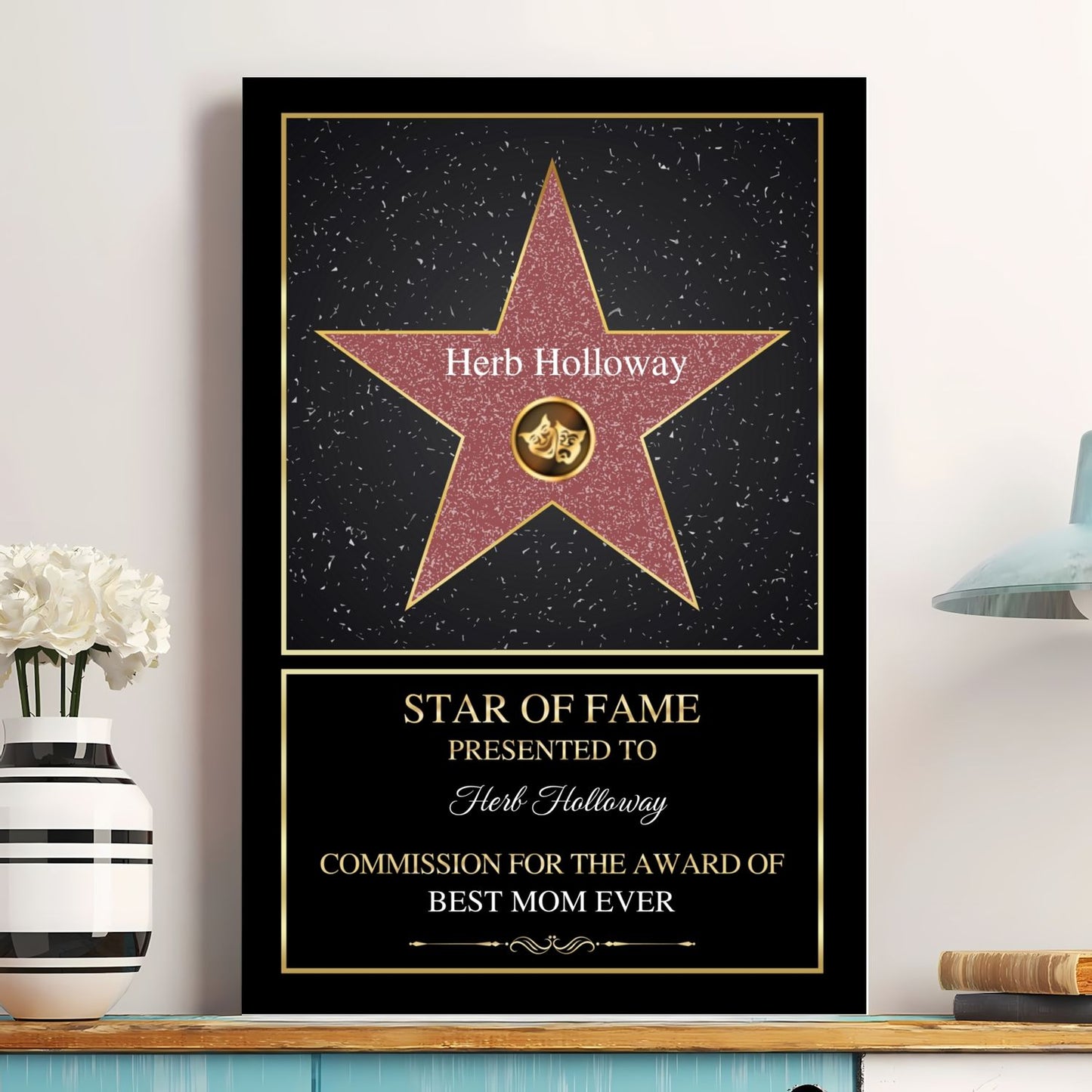 Family Personalized Custom Vertical Poster – Star of Fame, Best Mom, Best Dad of the Year