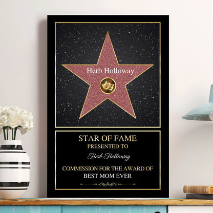 Family Personalized Custom Vertical Poster – Star of Fame, Best Mom, Best Dad of the Year