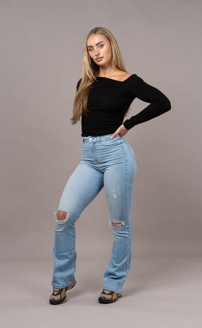 Flared Ripped - Arctic Light Blue