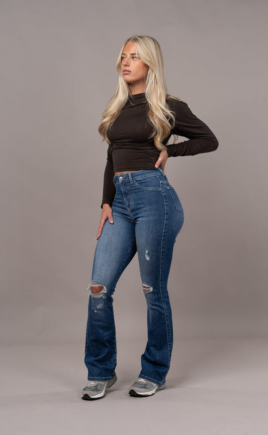 Flared Ripped - Sapphire Blue