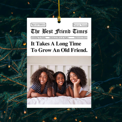 Custom Text Friendship Gifts Newspaper - Personalized Acrylic Photo Ornament